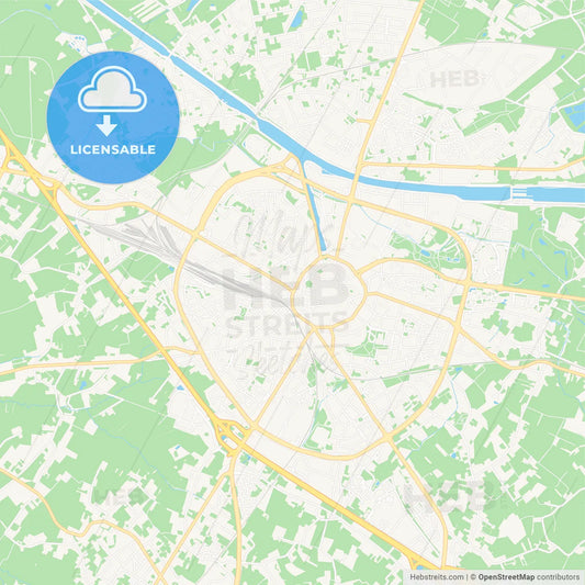 Hasselt, Belgium Vector Map - Classic Colors