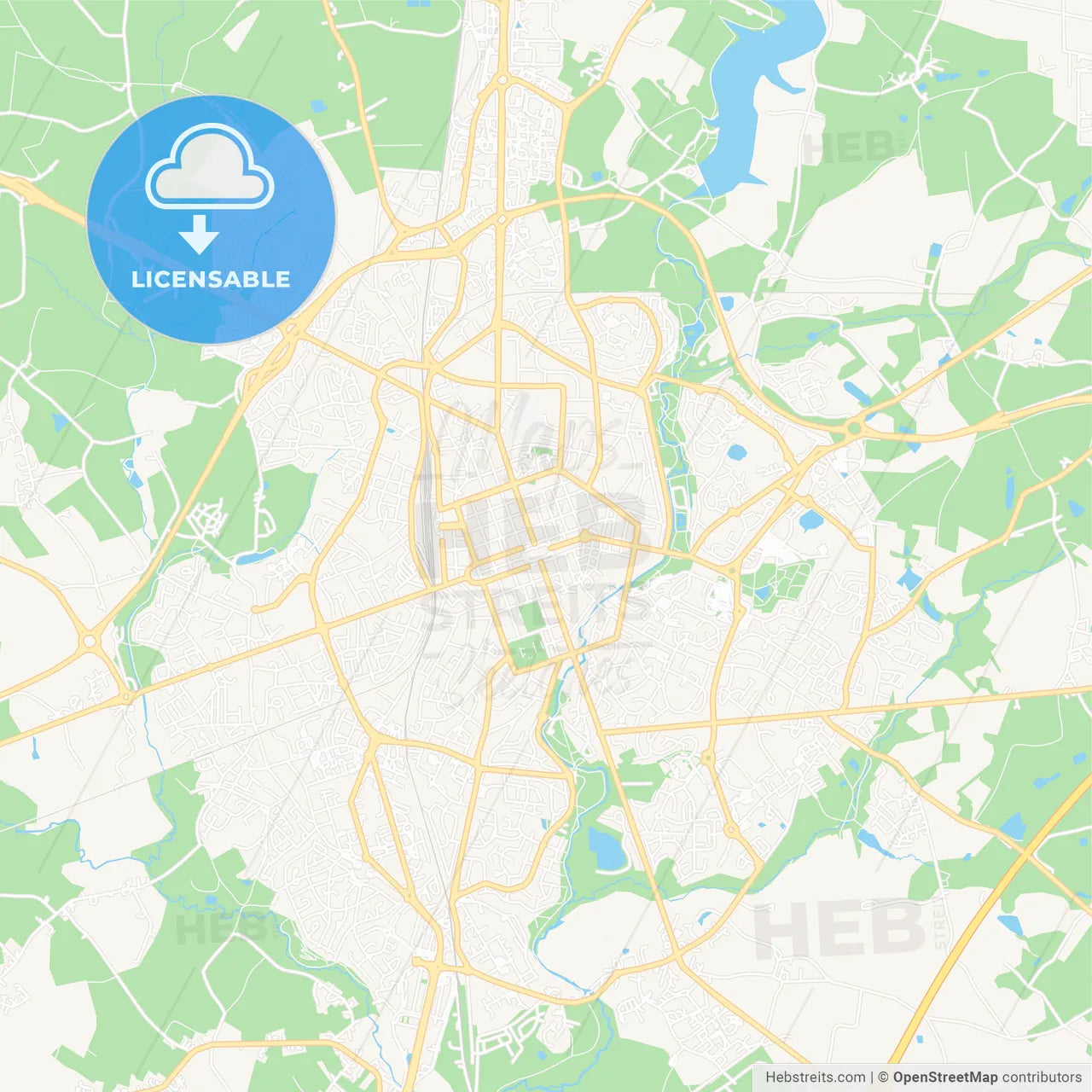 La Roche-sur-Yon, France Vector Map - Classic Colors