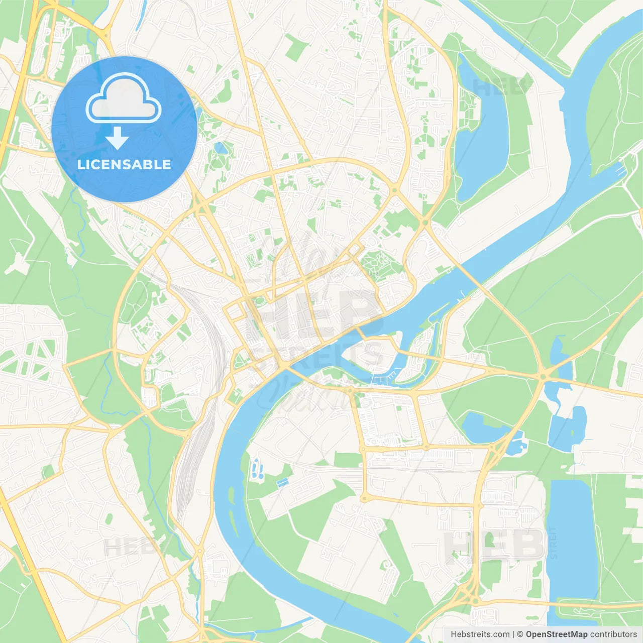 Chalon-sur-Saone, France Vector Map - Classic Colors