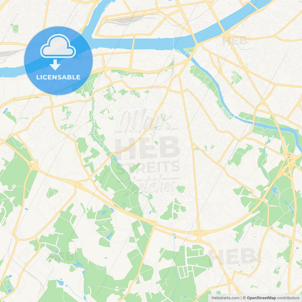 Reze, France Vector Map - Classic Colors