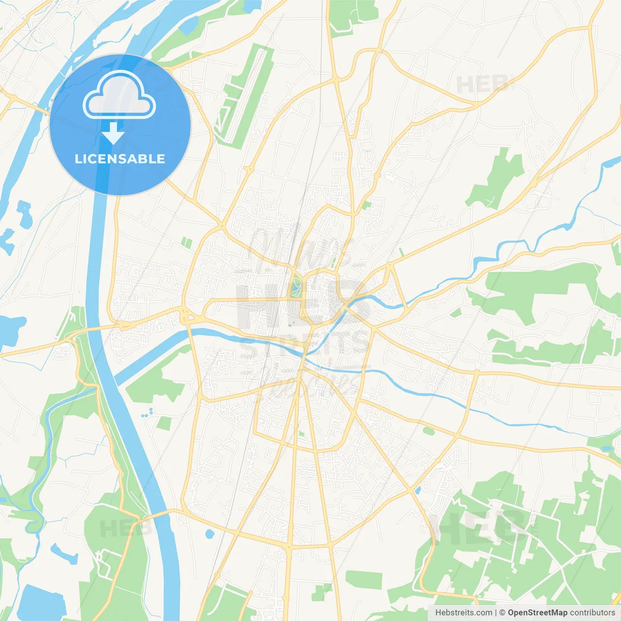 Montelimar, France Vector Map - Classic Colors