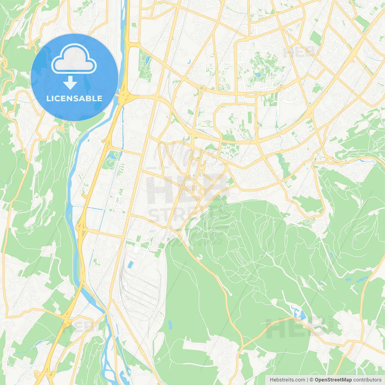 Echirolles, France Vector Map - Classic Colors