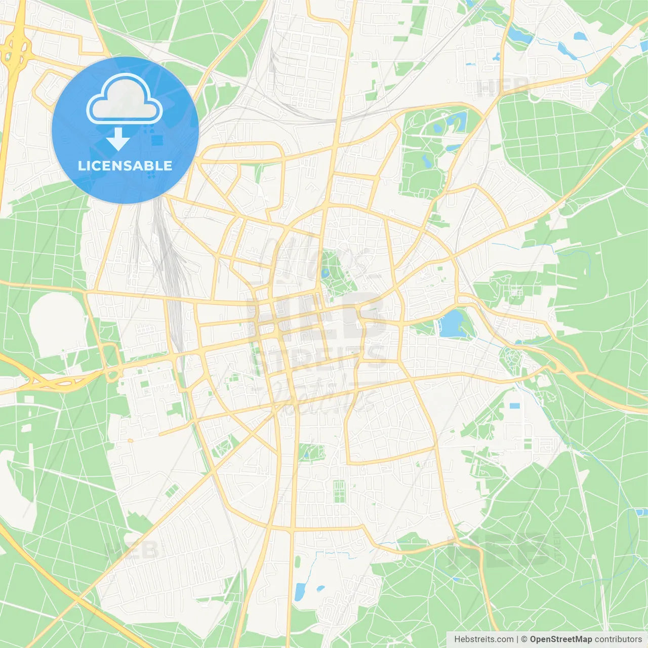 Darmstadt, Germany Vector Map - Classic Colors