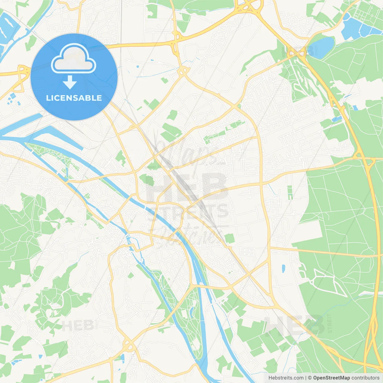 Bamberg, Germany Vector Map - Classic Colors