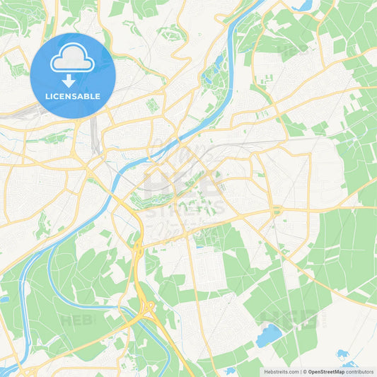 Neu-Ulm, Germany Vector Map - Classic Colors