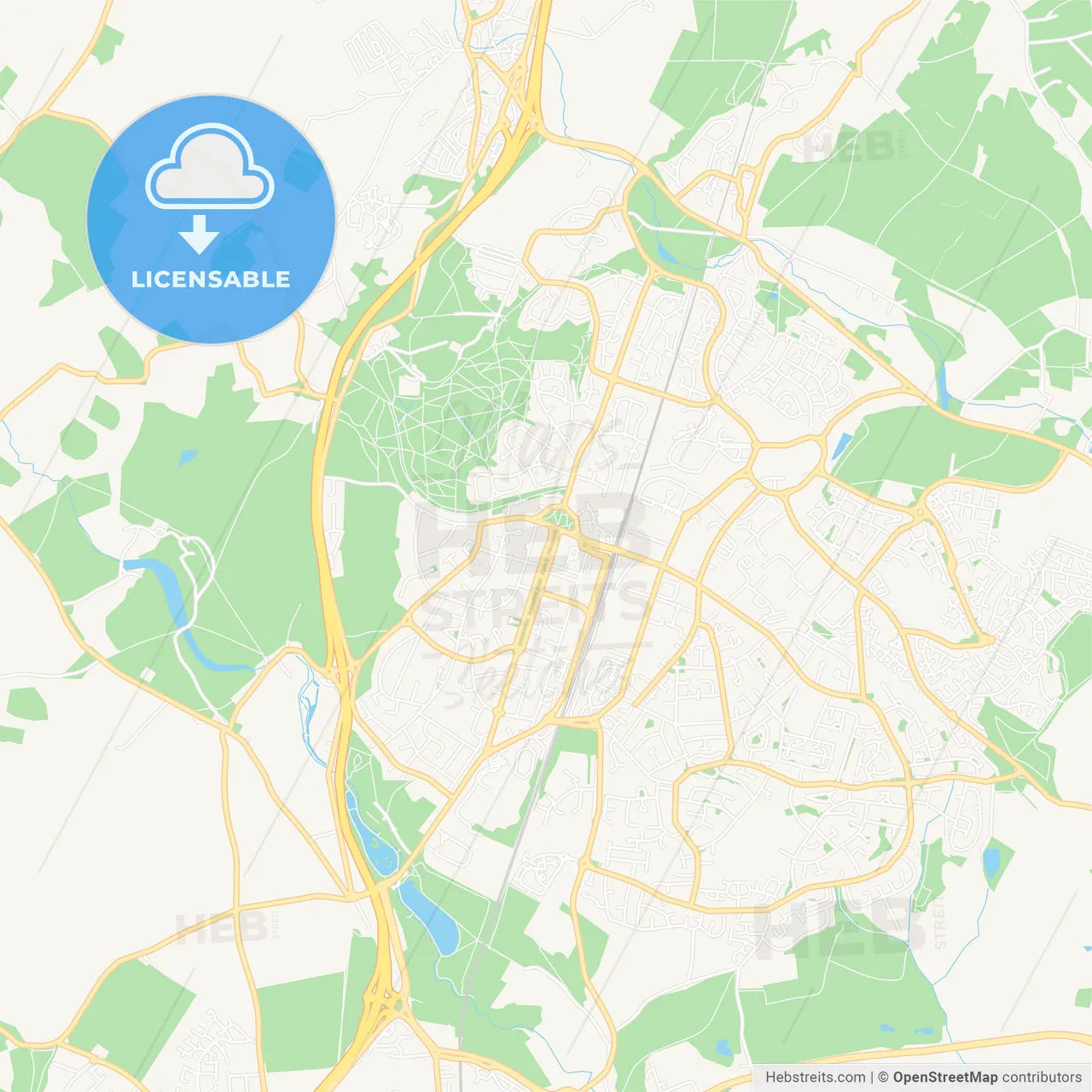 Welwyn Garden City, England Vector Map - Classic Colors