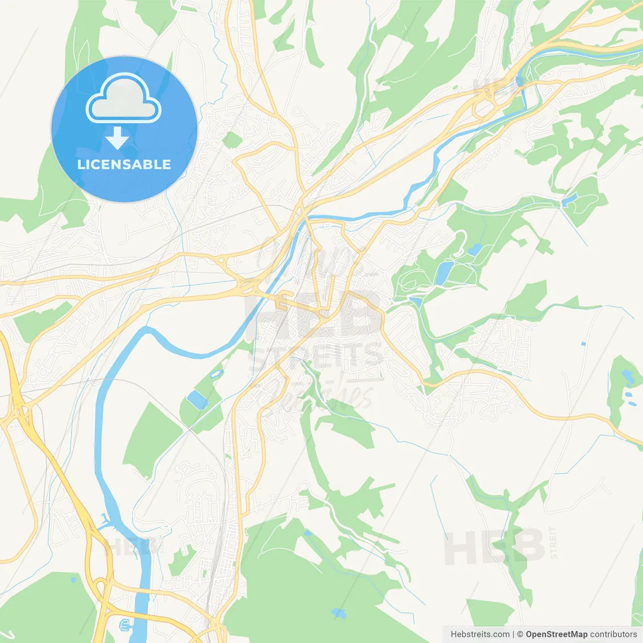 Neath, Wales Vector Map - Classic Colors – HEBSTREITS