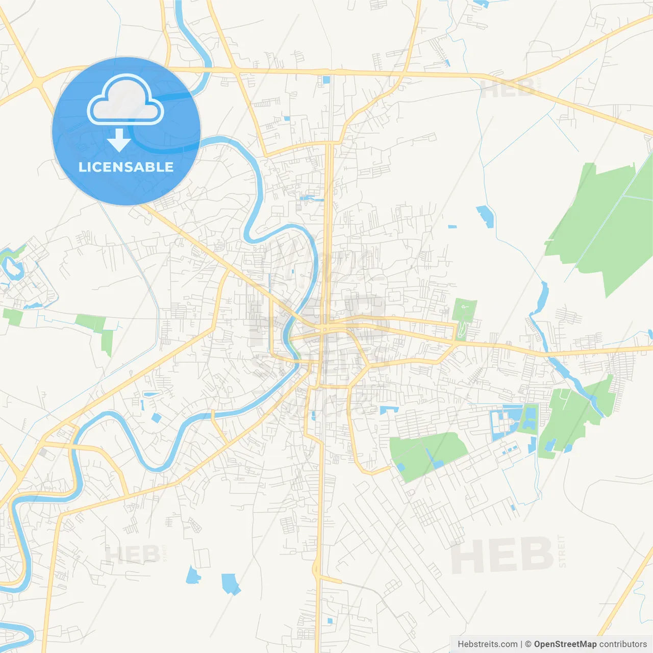Printable street map of Phitsanulok, Thailand