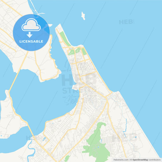 Printable street map of Songkhla, Thailand