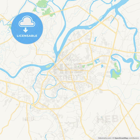 Printable street map of Surat Thani, Thailand