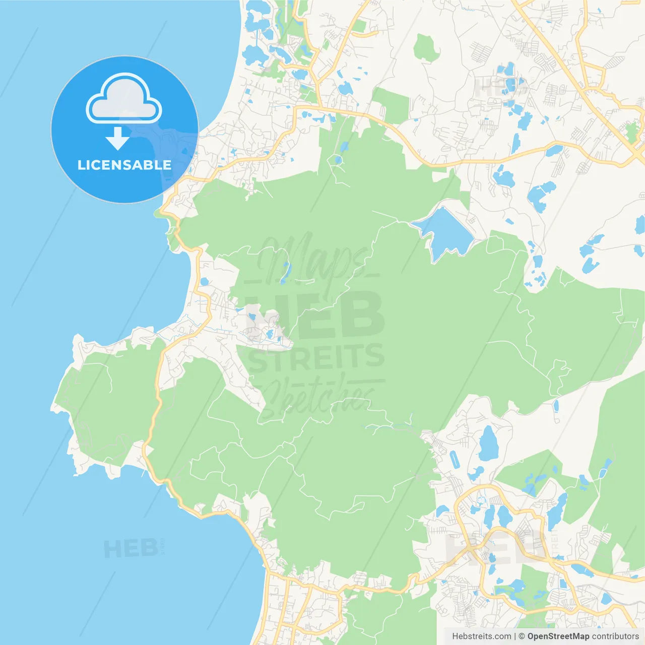 Printable street map of Phuket, Thailand