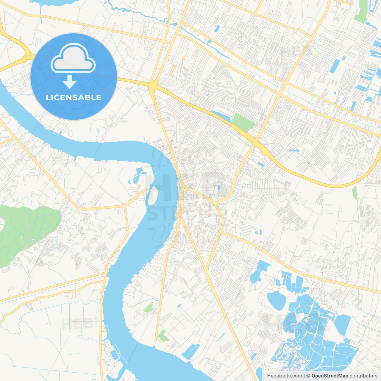 Printable street map of Samut Prakan, Thailand