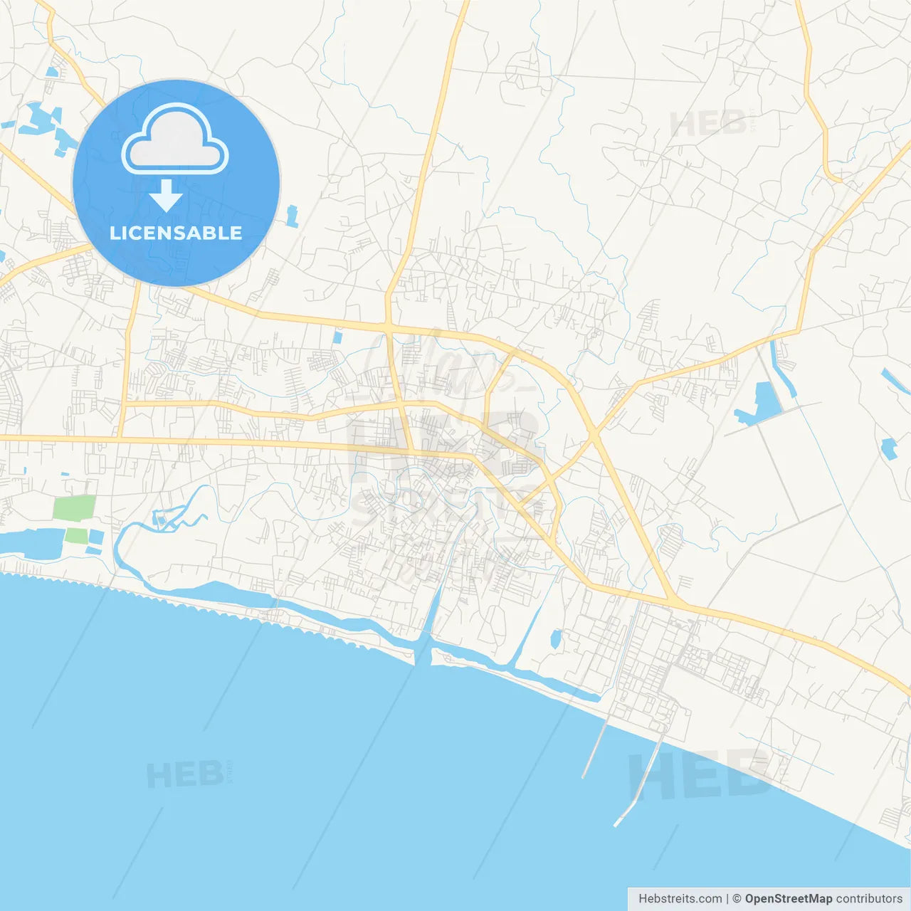 Printable street map of Rayong, Thailand