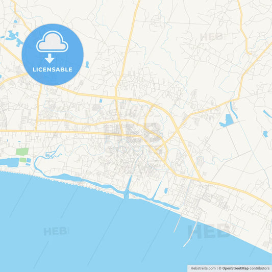 Printable street map of Rayong, Thailand