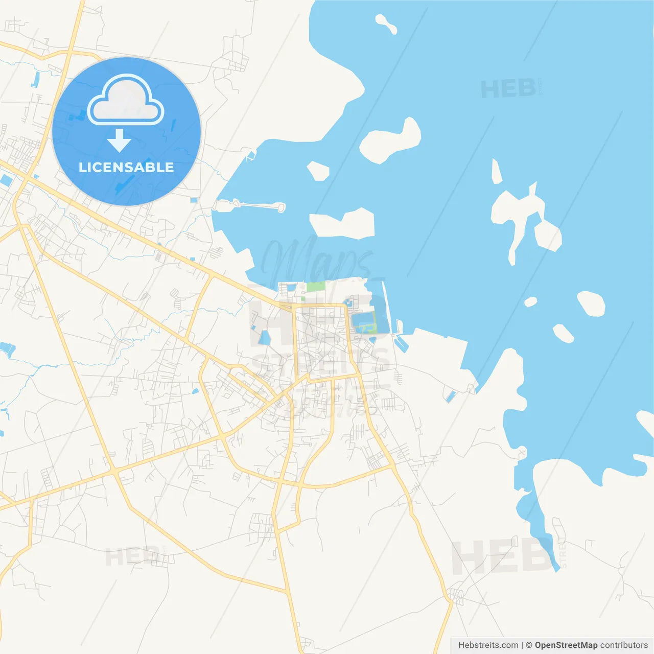 Printable street map of Sakon Nakhon, Thailand