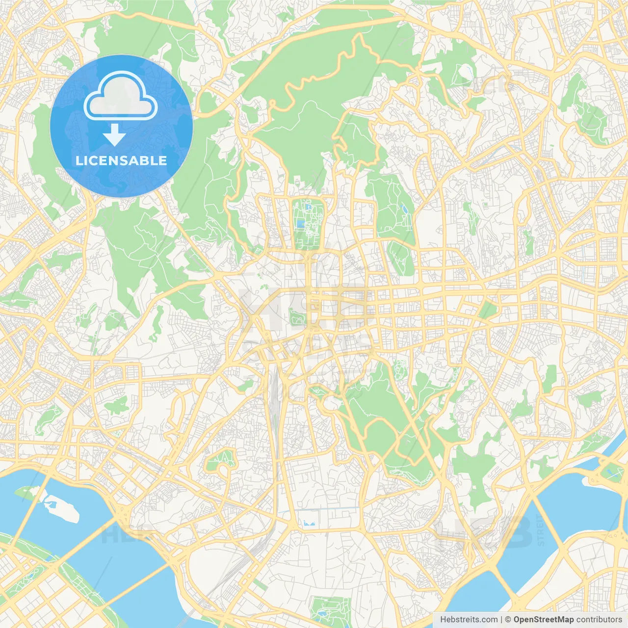 Printable street map of Seoul, South Korea