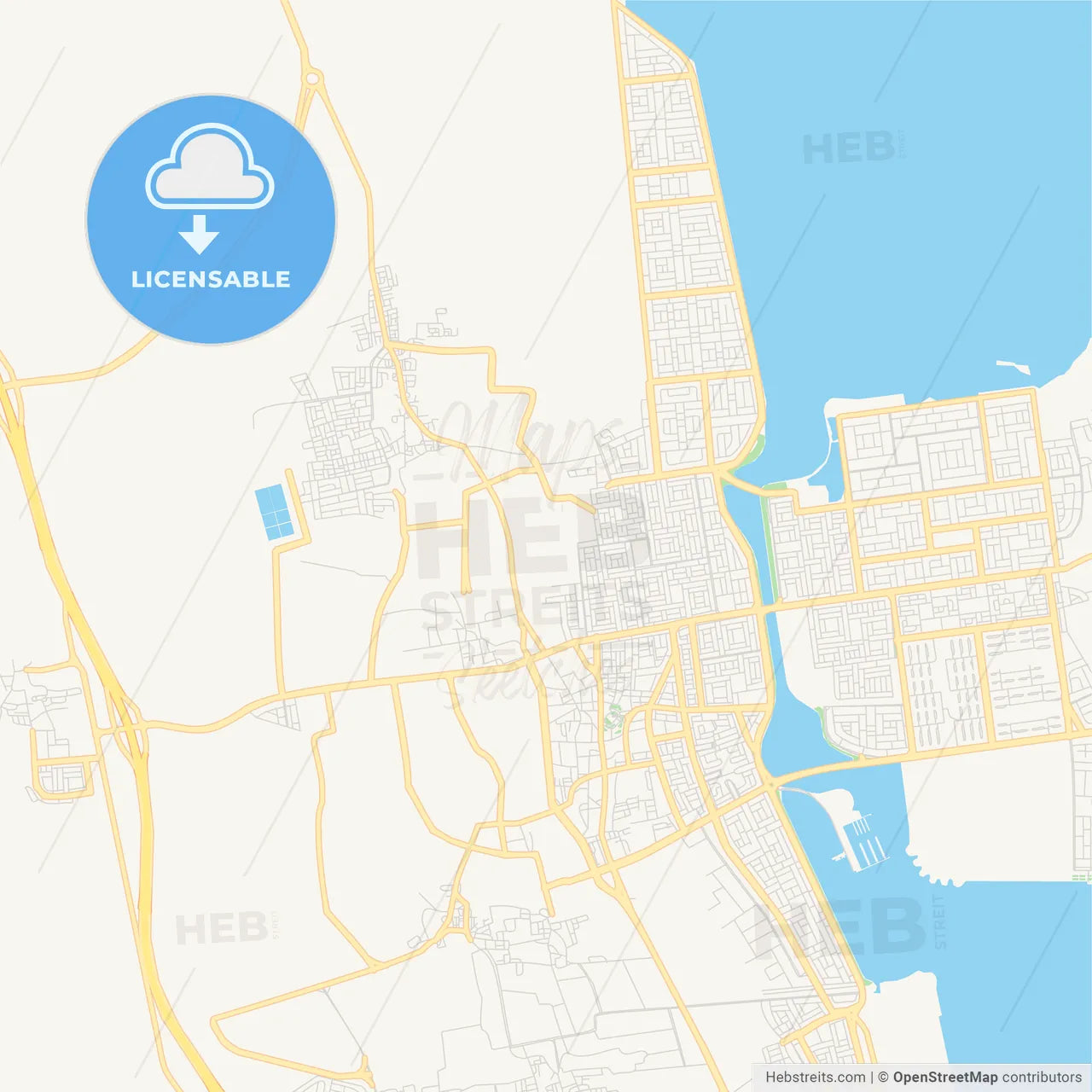 Printable street map of Qatif, Saudi Arabia