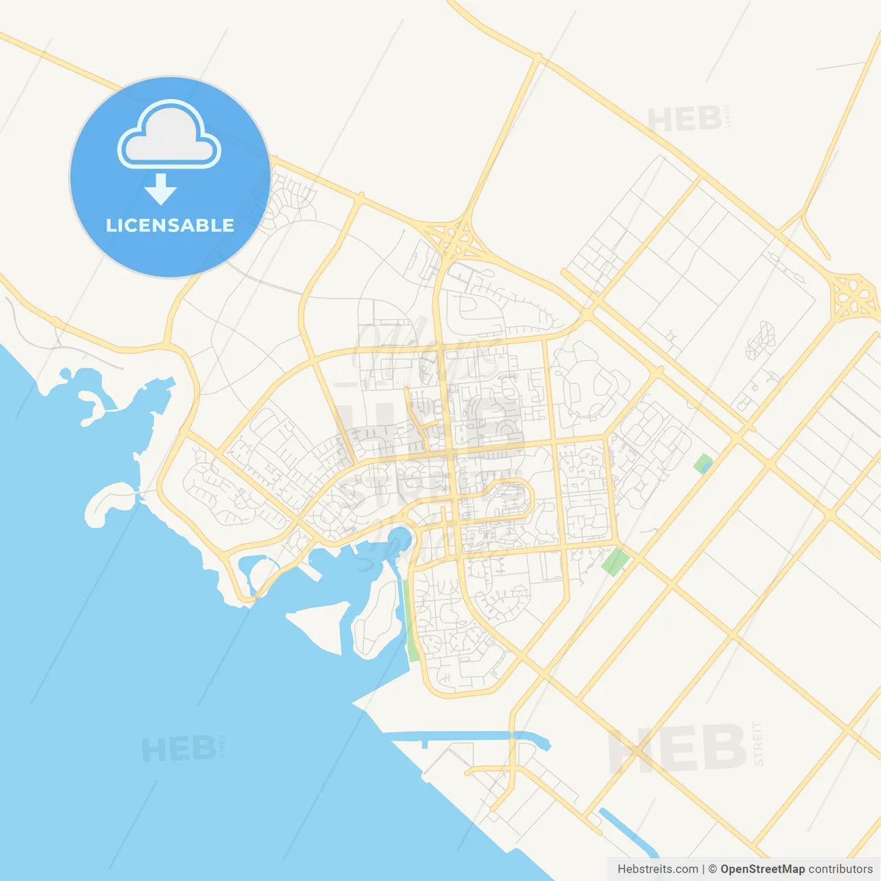 Printable street map of Yanbu, Saudi Arabia