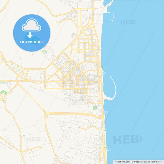 Printable street map of Reef Al Fujairah City, United Arab Emirates