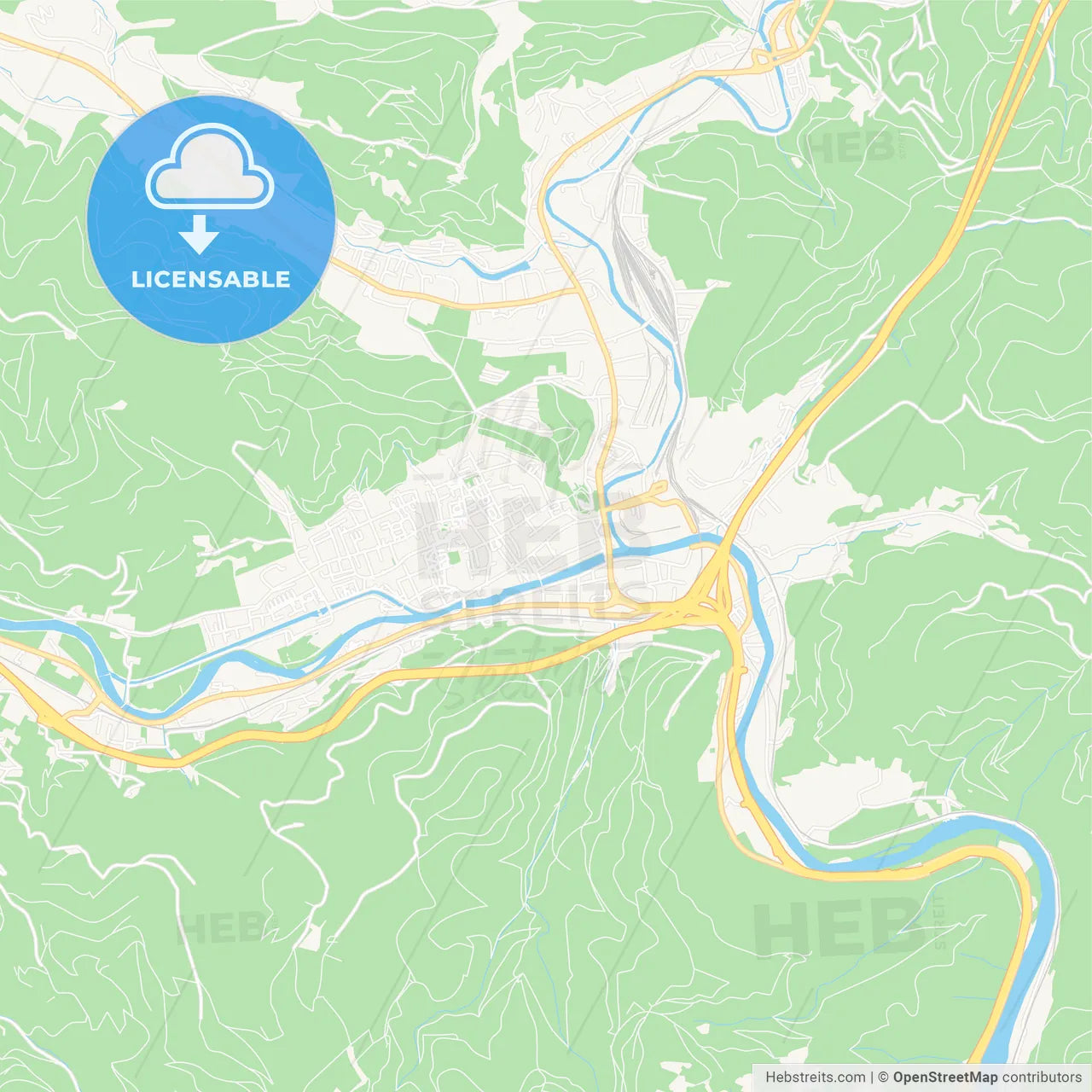 Bruck an der Mur, Austria Vector Map - Classic Colors