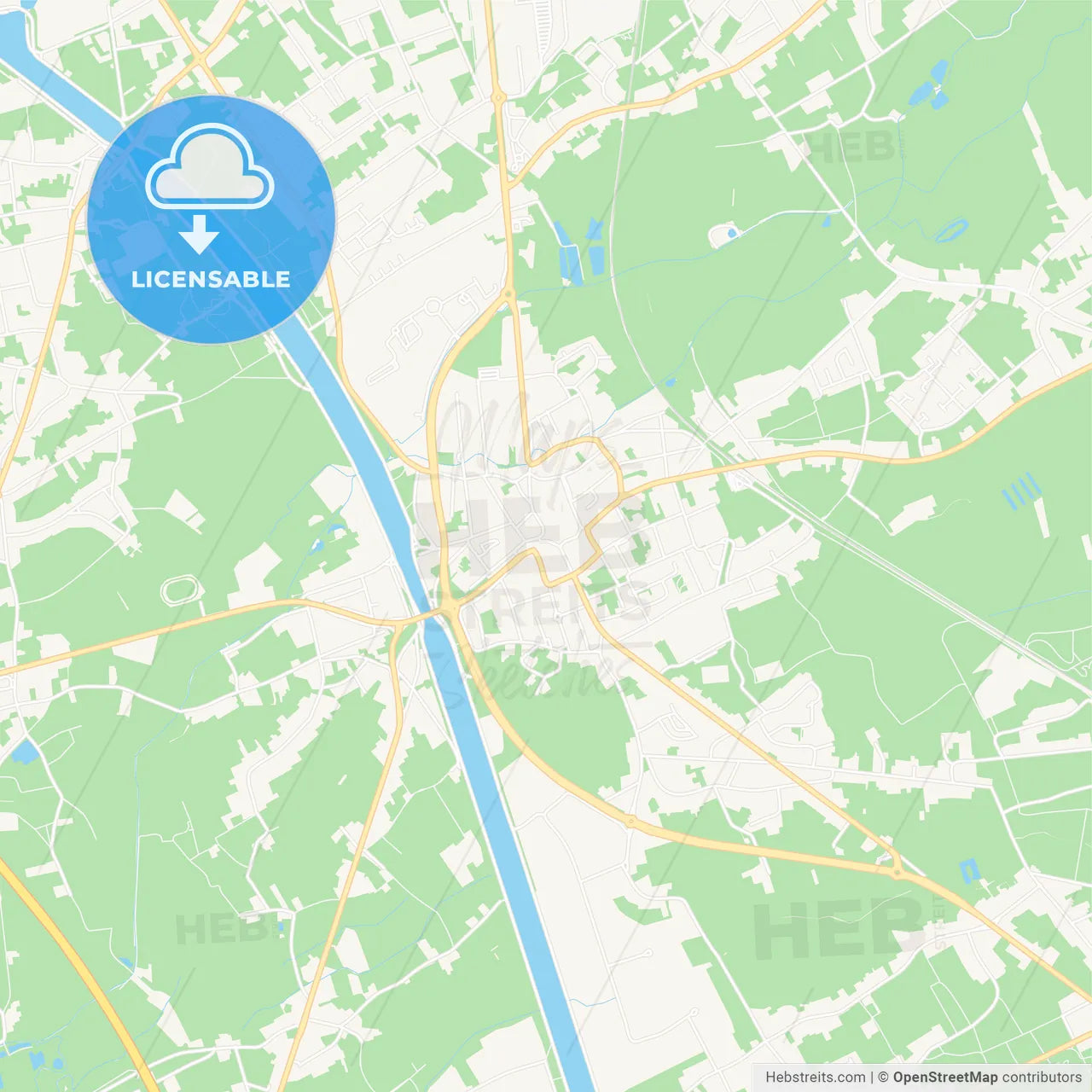 Beringen, Belgium Vector Map - Classic Colors