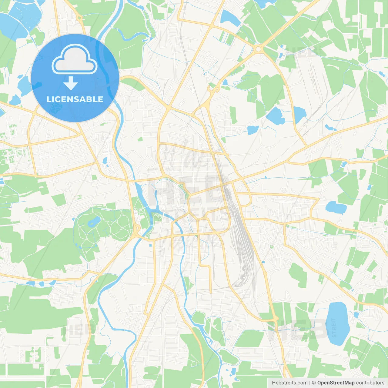 Ceske Budejovice, Czechia Vector Map - Classic Colors