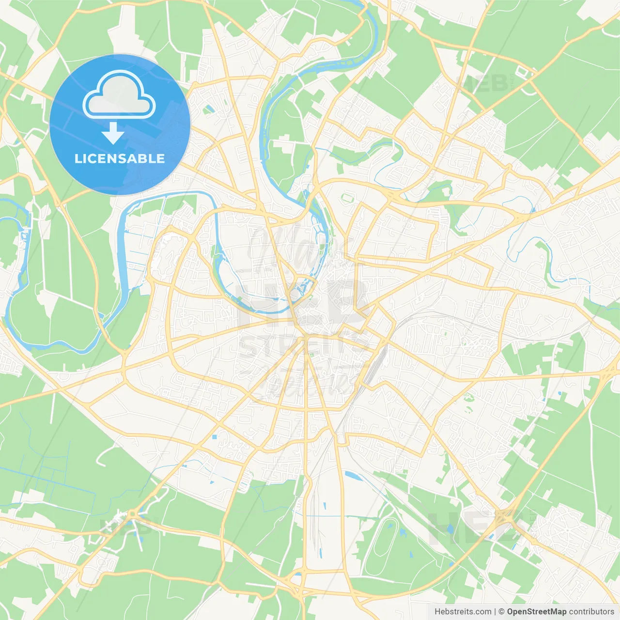 Niort, France Vector Map - Classic Colors
