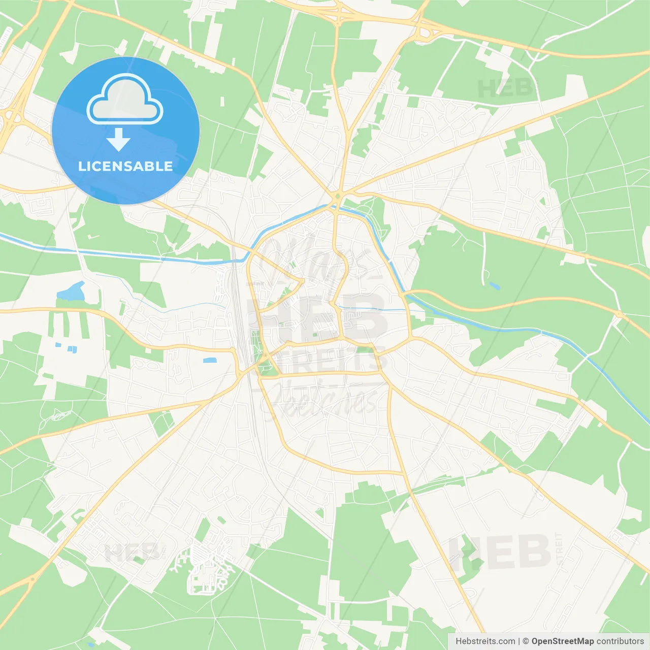 Haguenau, France Vector Map - Classic Colors