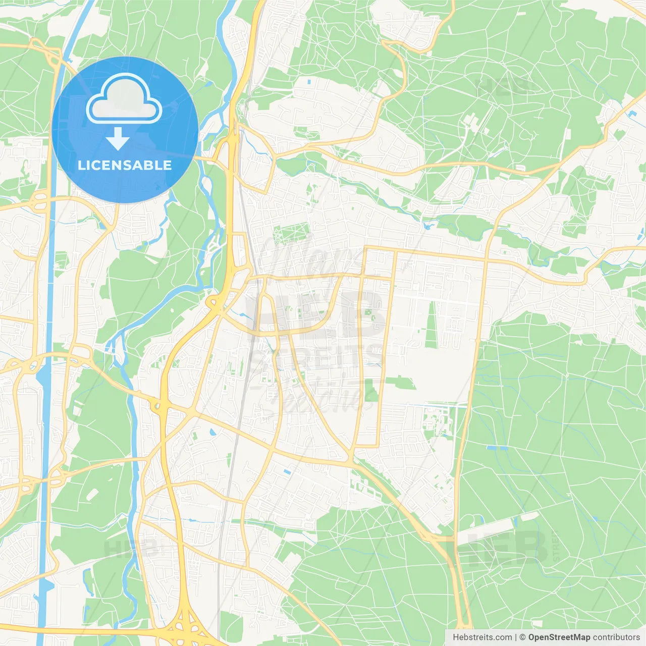 Erlangen, Germany Vector Map - Classic Colors