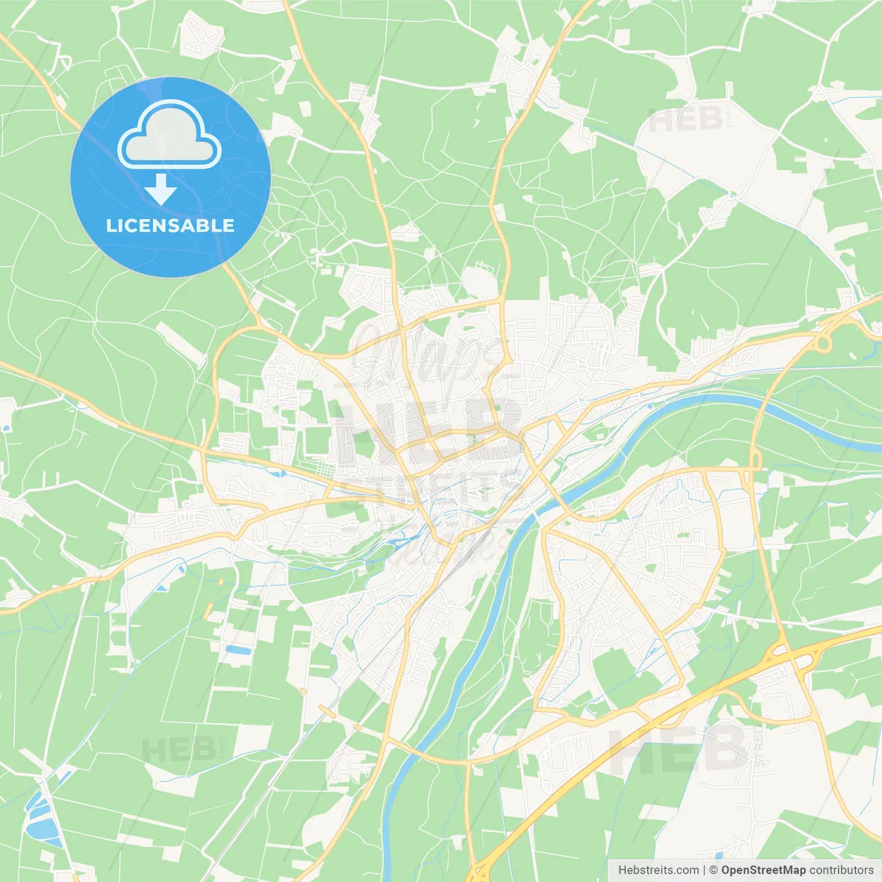 Freising, Germany Vector Map - Classic Colors