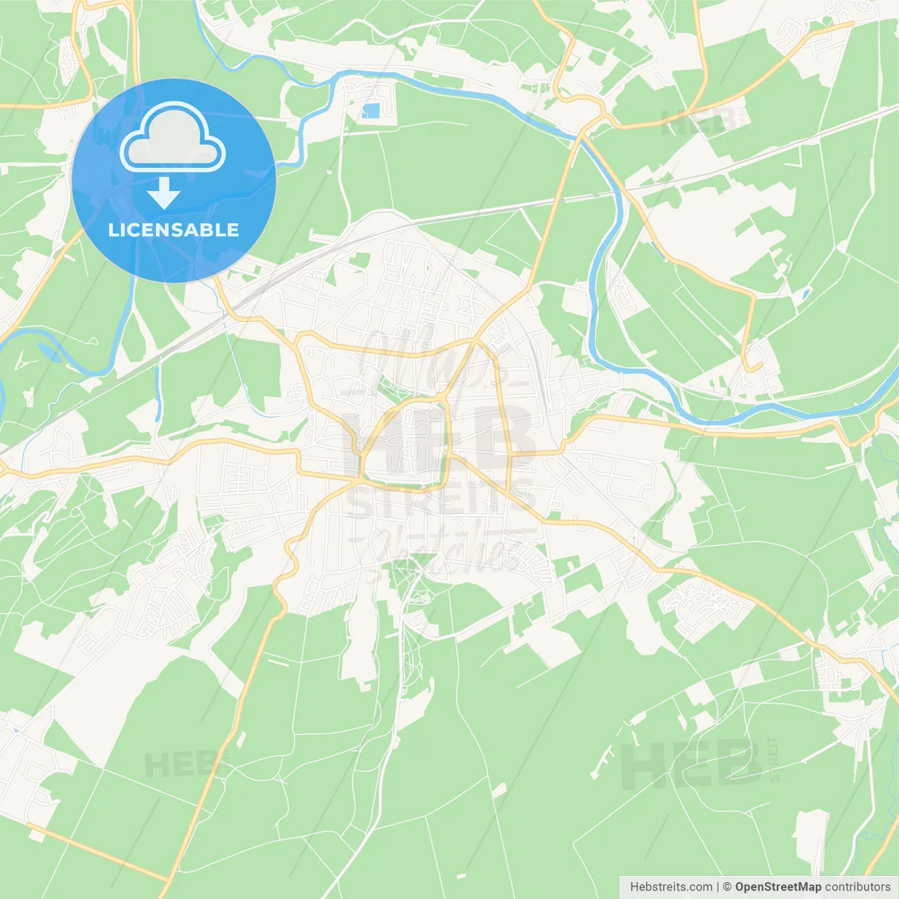 Naumburg (Saale), Germany Vector Map - Classic Colors