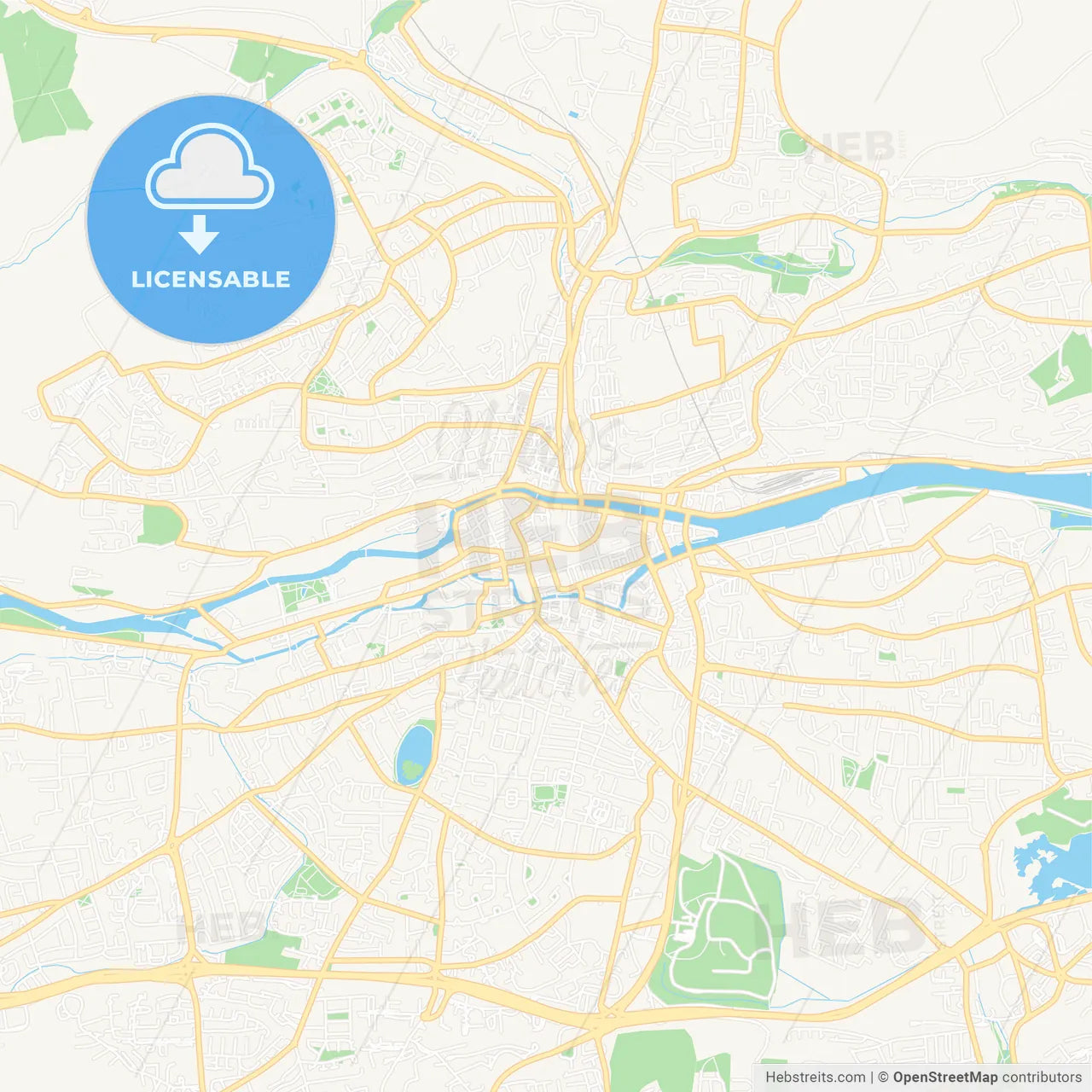 Cork, Ireland Vector Map - Classic Colors – HEBSTREITS