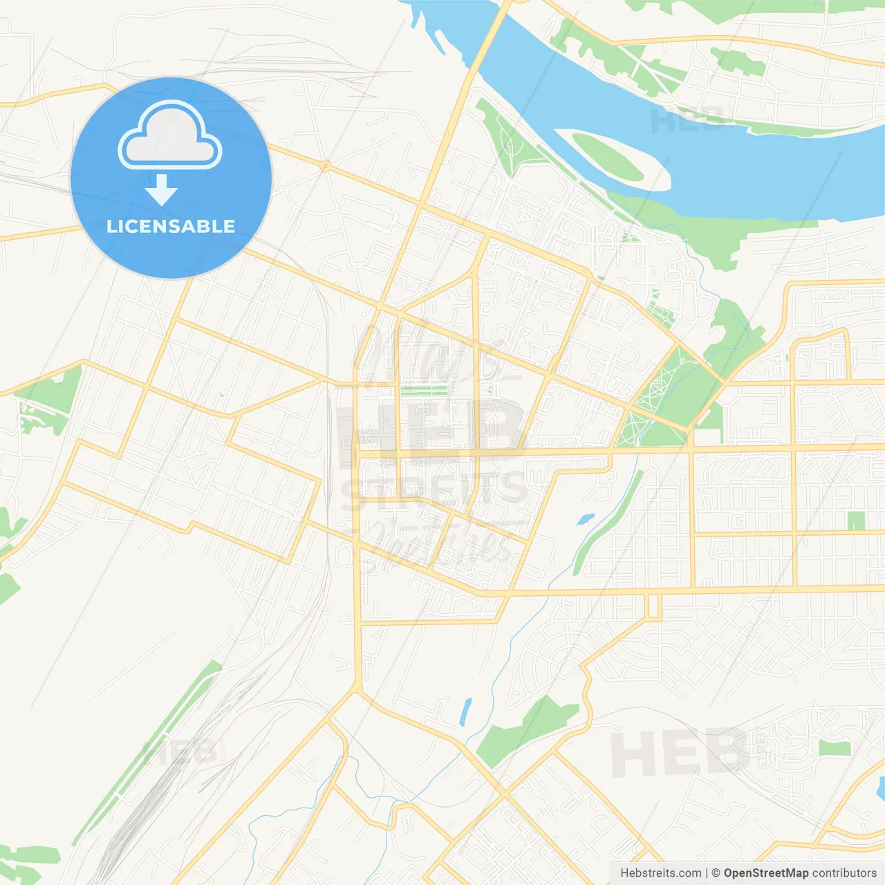 Kemerovo, Russia Vector Map - Classic Colors