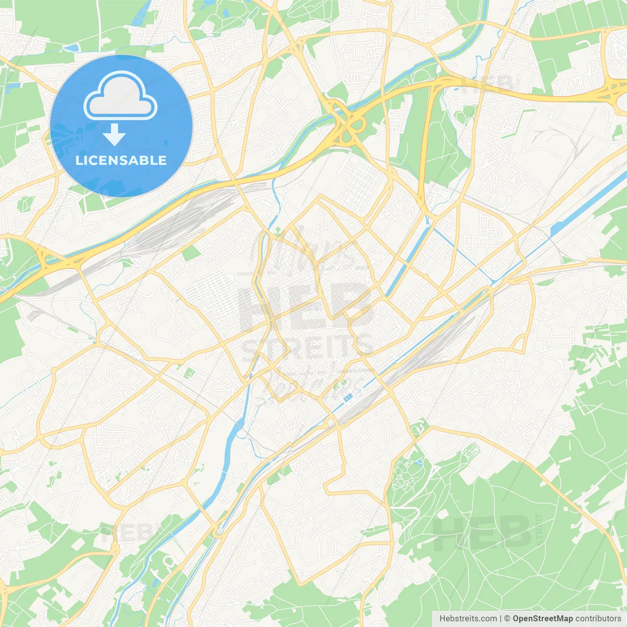 Mulhouse, France Vector Map - Classic Colors
