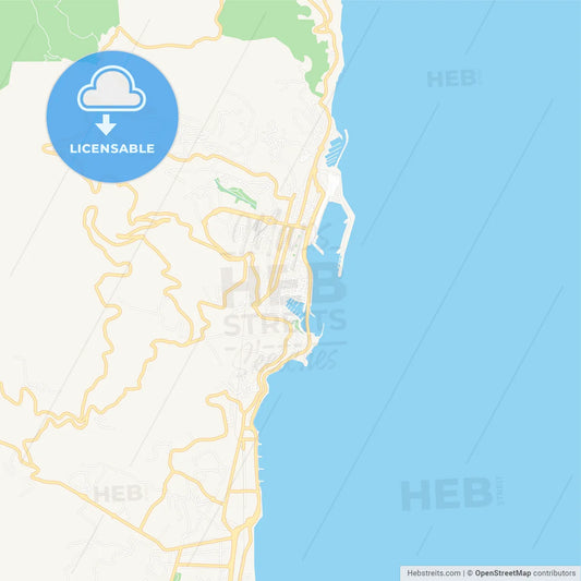 Bastia, France Vector Map - Classic Colors