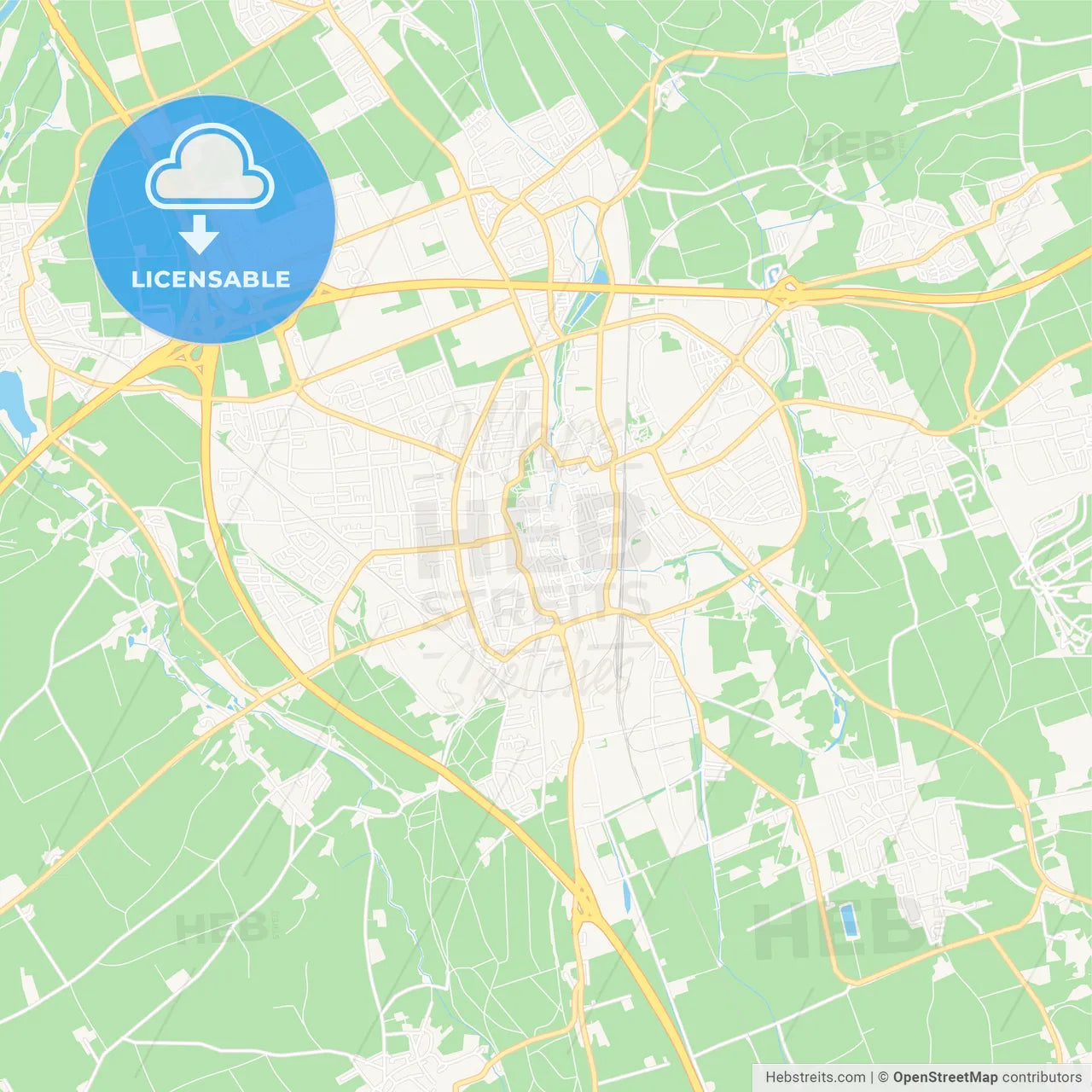 Memmingen, Germany Vector Map - Classic Colors