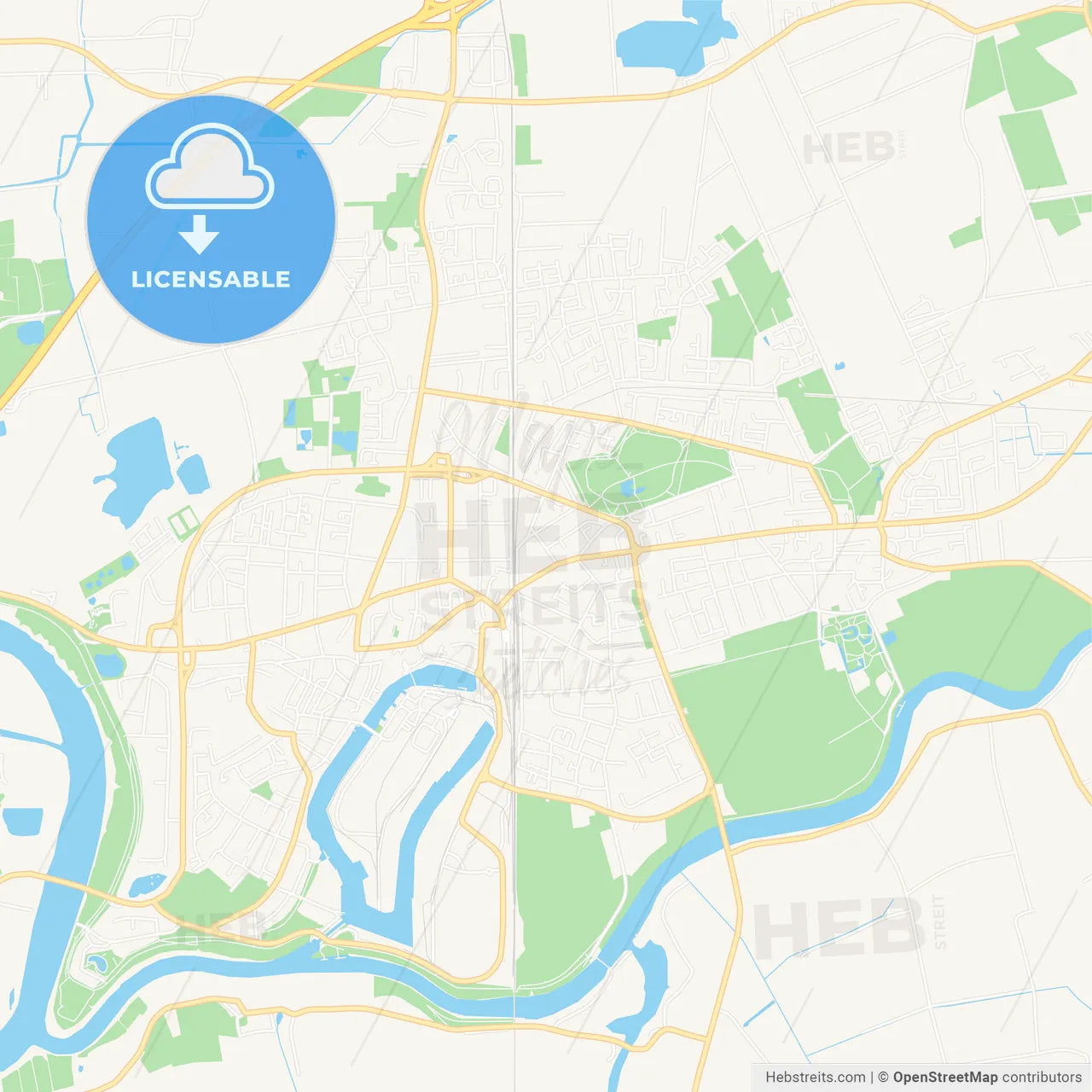 Leer, Germany Vector Map - Classic Colors