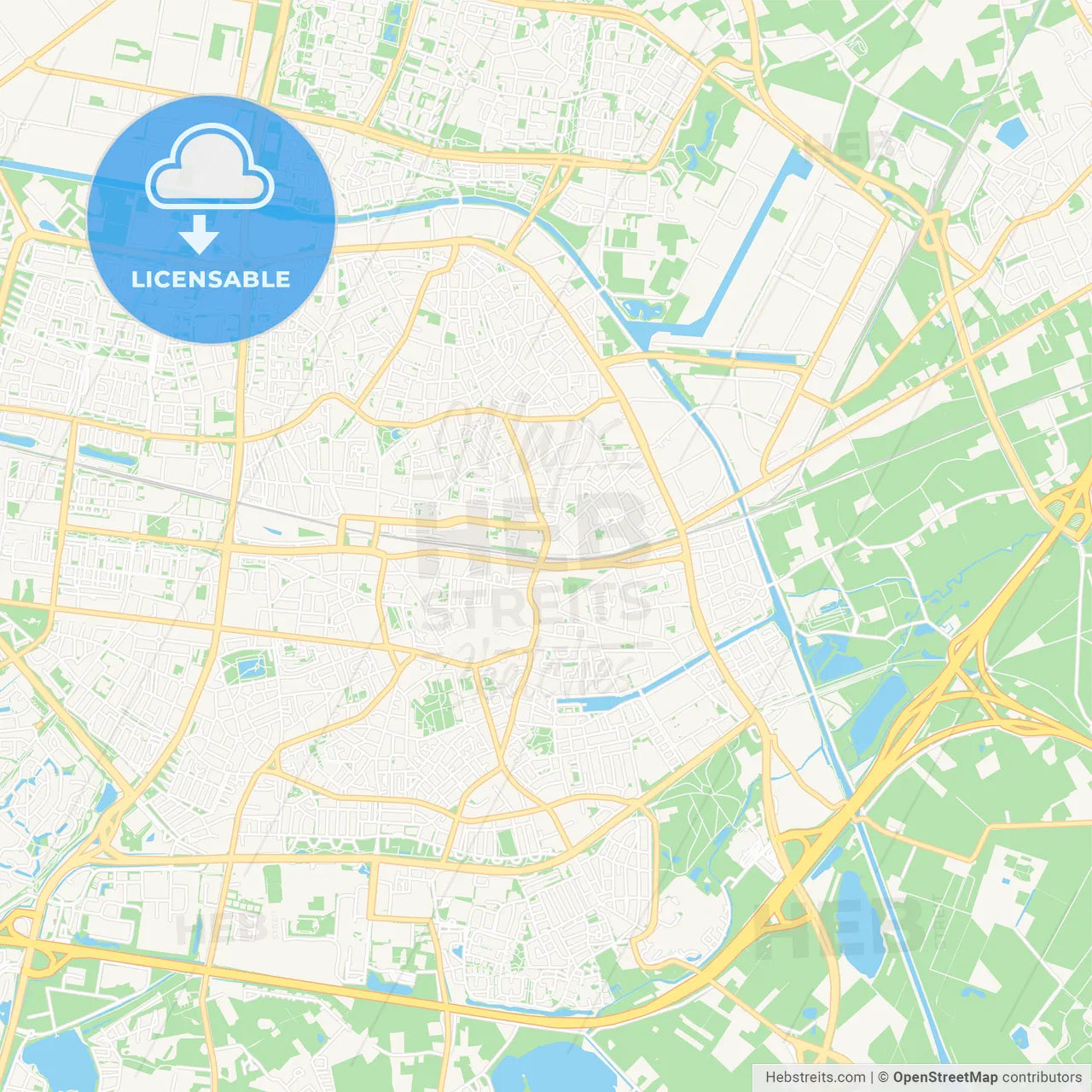 Tilburg, Netherlands Vector Map - Classic Colors