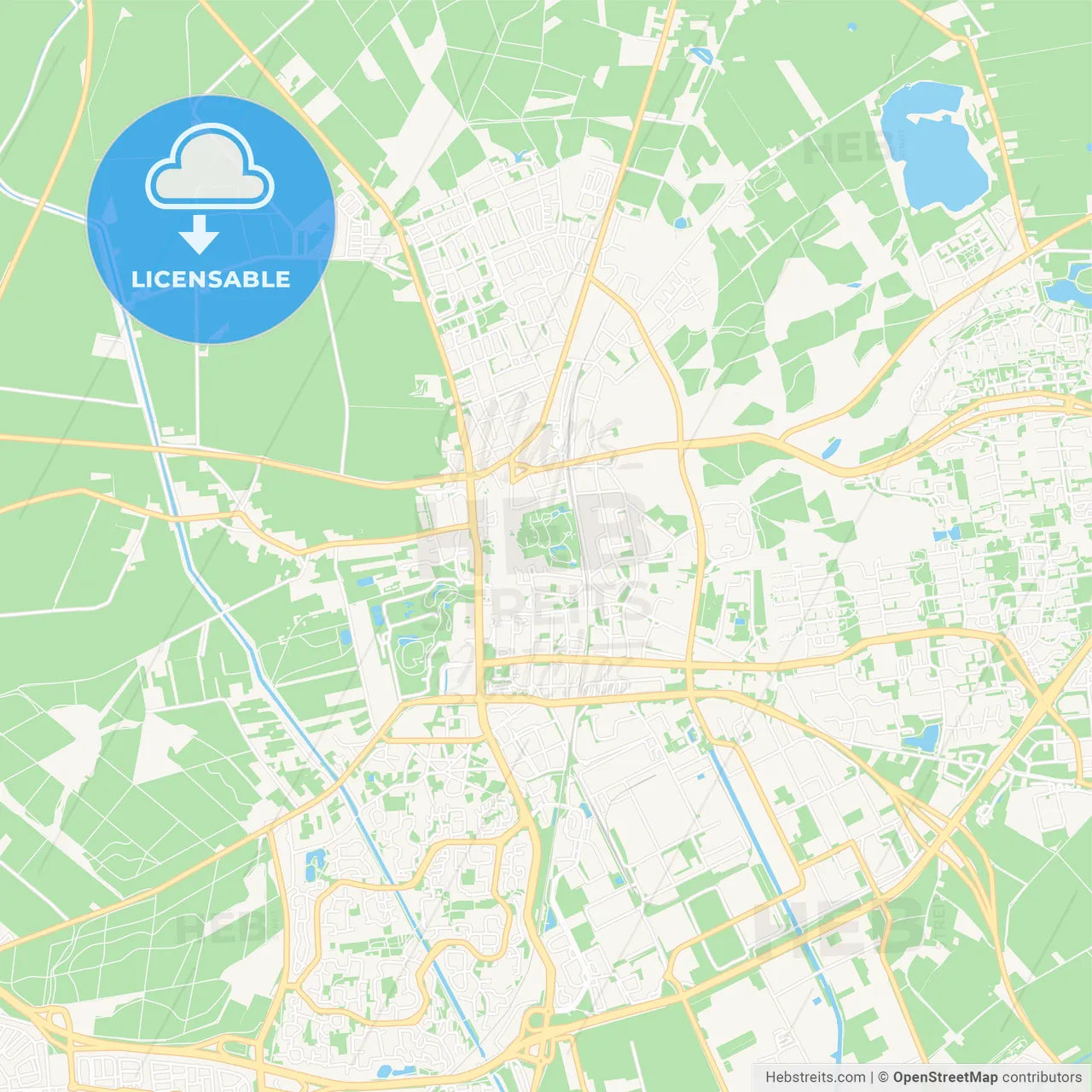 Emmen, Netherlands Vector Map - Classic Colors