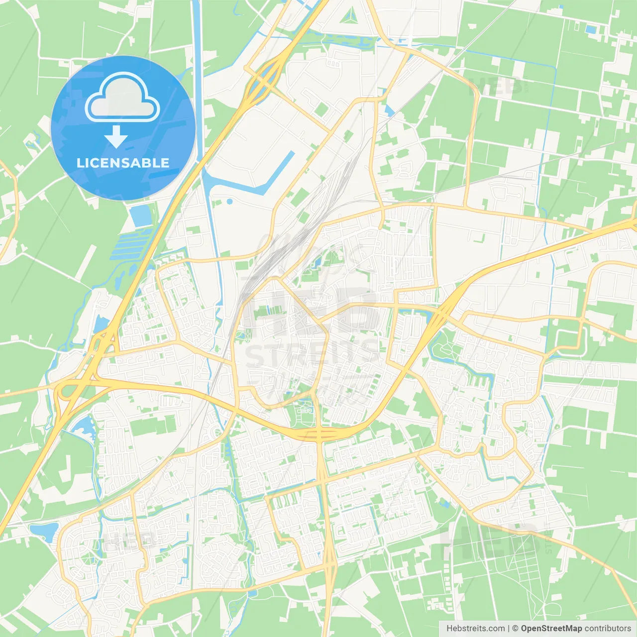 Roosendaal, Netherlands Vector Map - Classic Colors