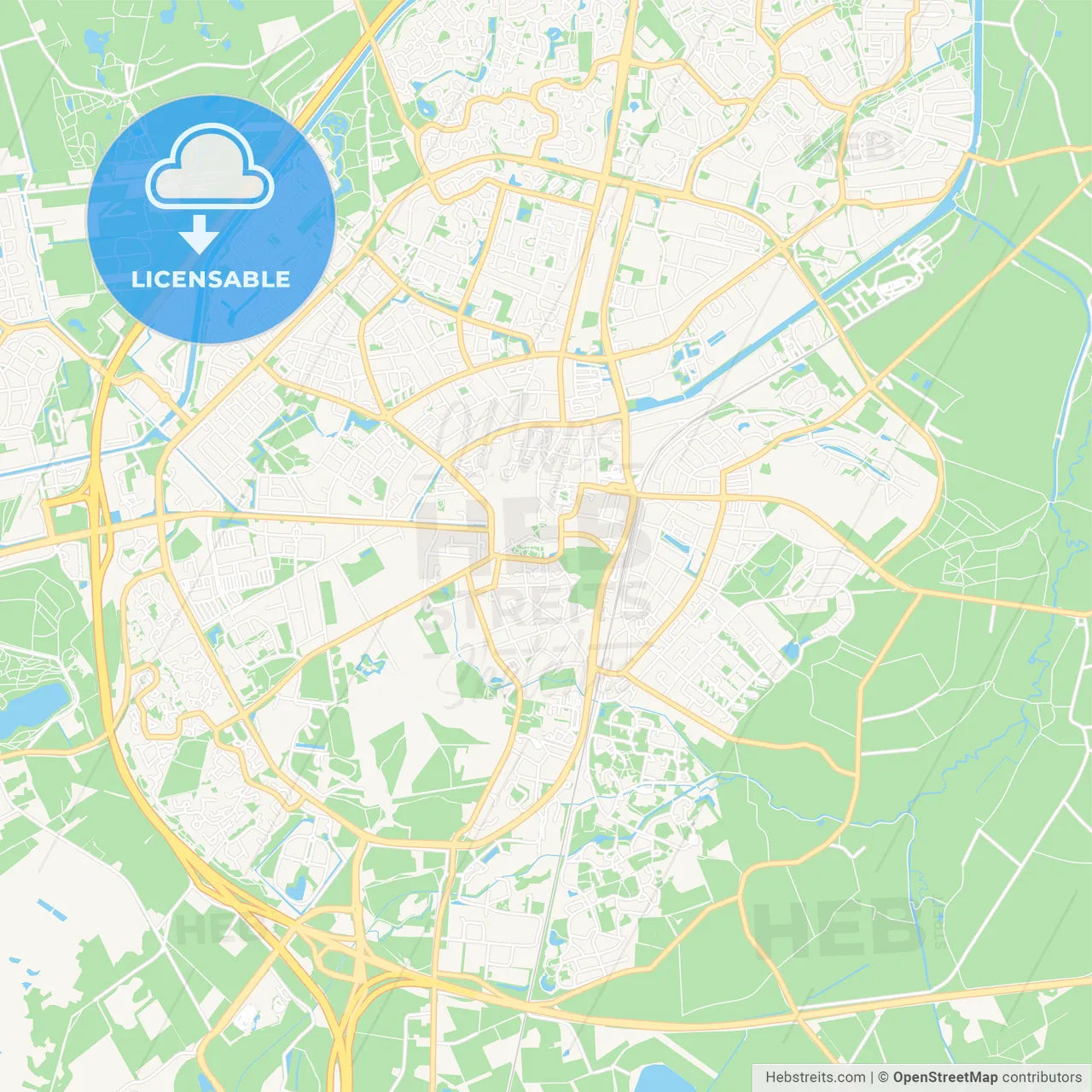 Assen, Netherlands Vector Map - Classic Colors