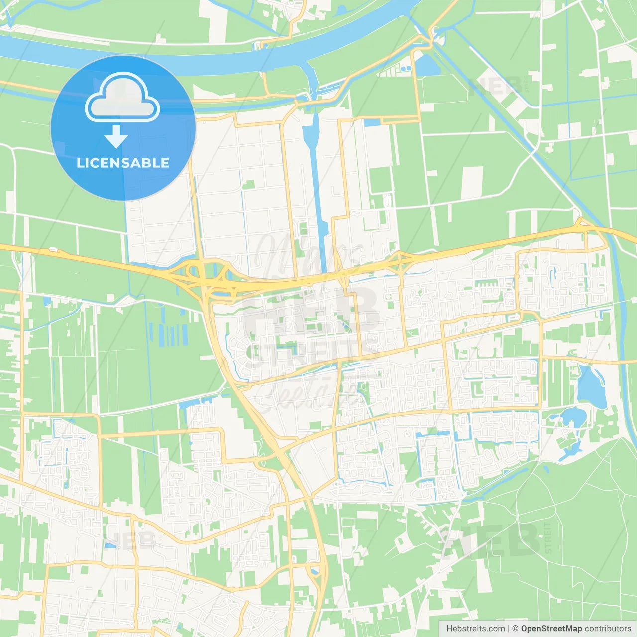 Waalwijk, Netherlands Vector Map - Classic Colors