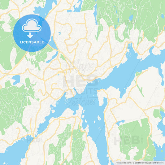 Arendal, Norway Vector Map - Classic Colors