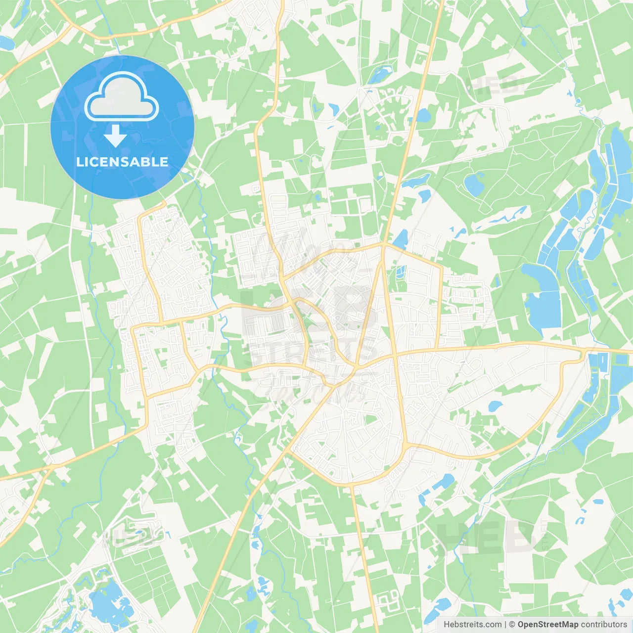 Valkenswaard, Netherlands Vector Map - Classic Colors