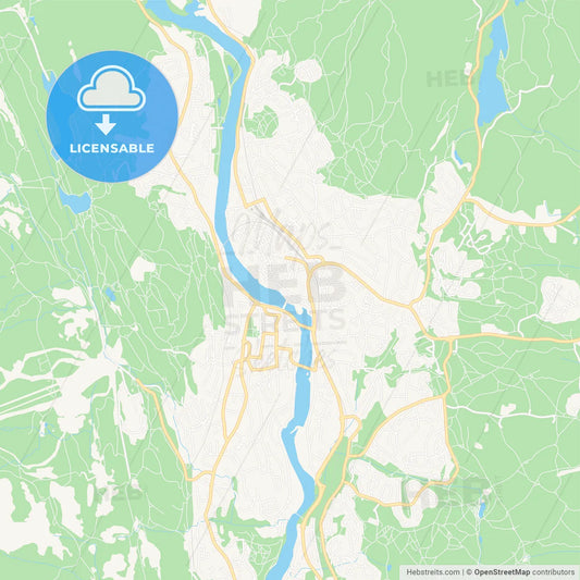 Kongsberg, Norway Vector Map - Classic Colors