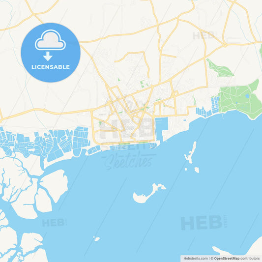 Olhao da Restauracao, Portugal Vector Map - Classic Colors