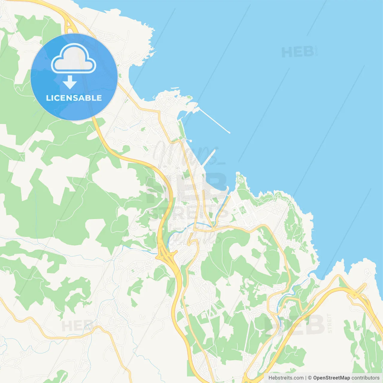 Castro-Urdiales, Spain Vector Map - Classic Colors