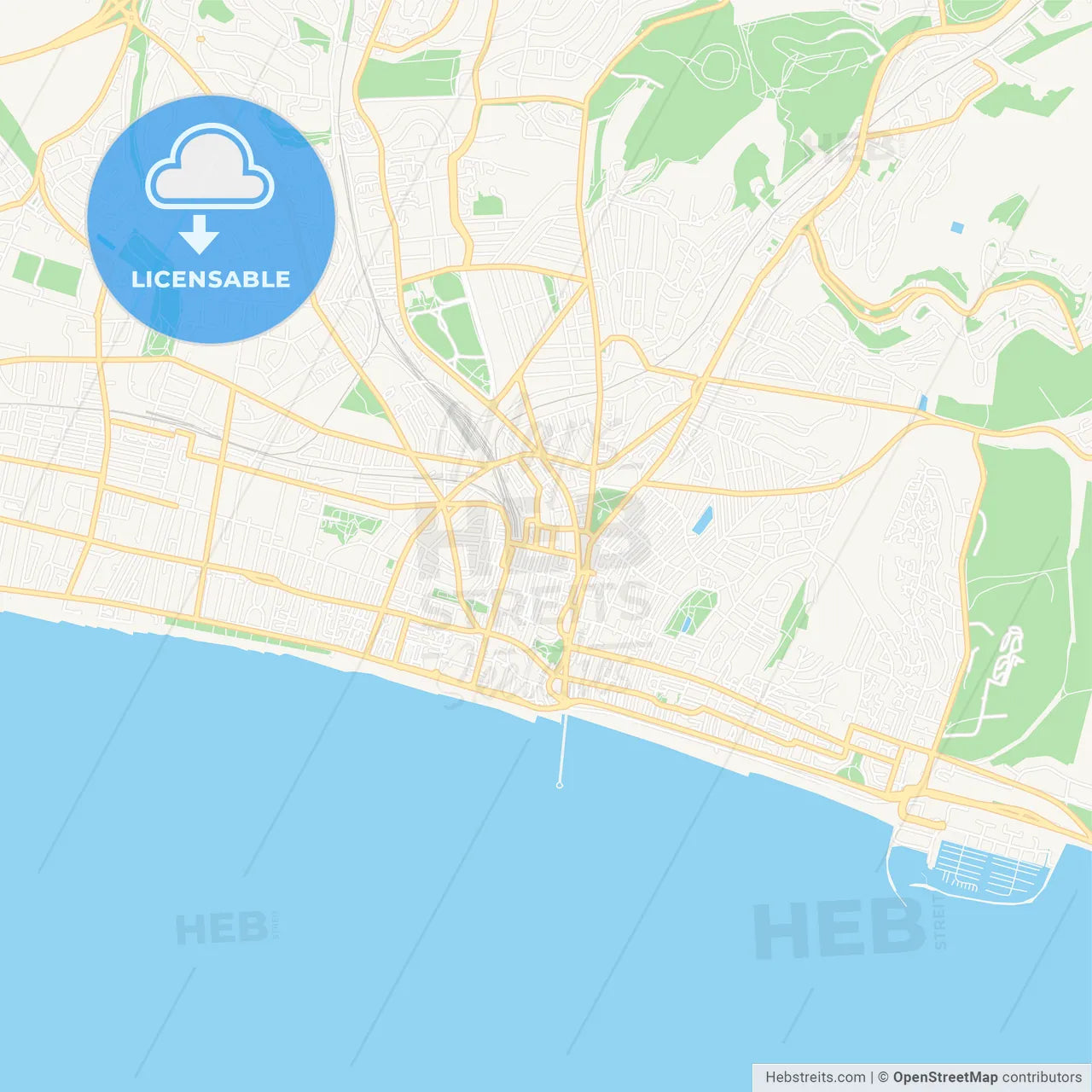 Brighton and Hove, England Vector Map - Classic Colors