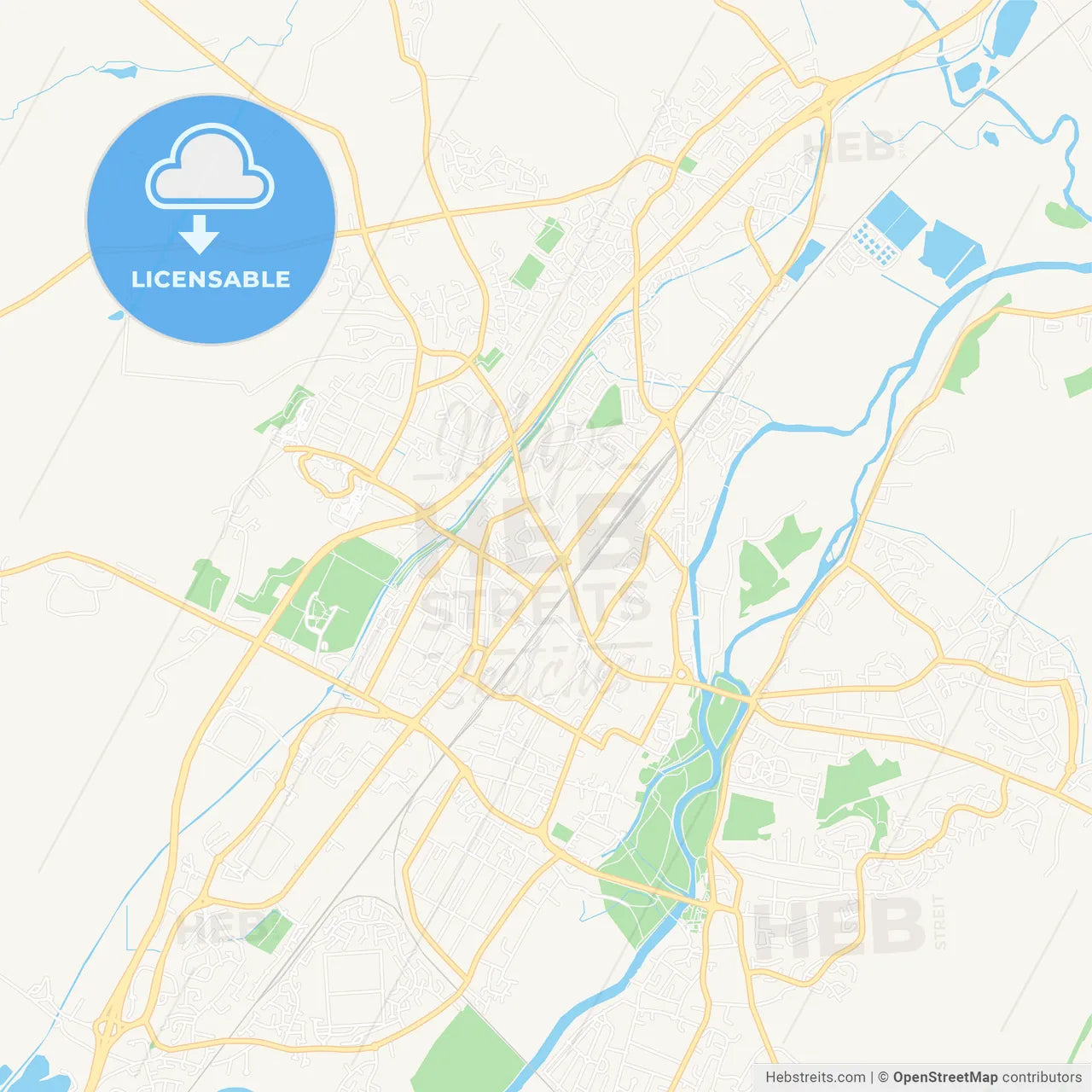 Burton-upon-Trent, England Vector Map - Classic Colors