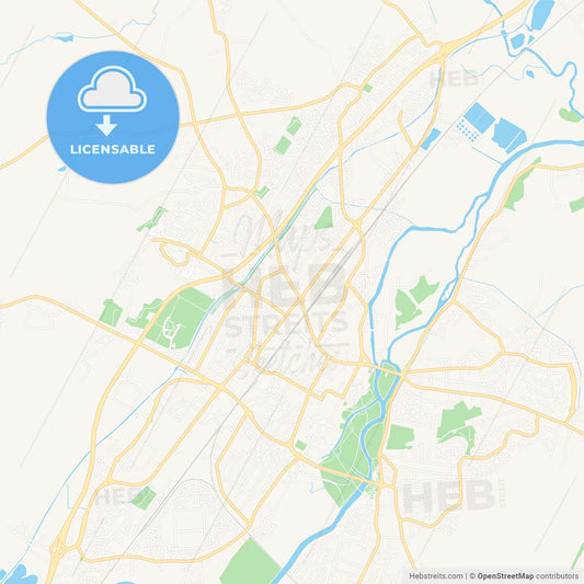 Burton-upon-Trent, England Vector Map - Classic Colors